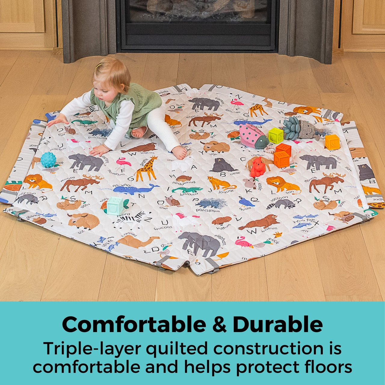 Toddleroo by North States SecureMat Animal ABC Hexagon Play Mat