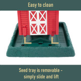 Easy to clean. Seed tray is removable—simply slide and lift.