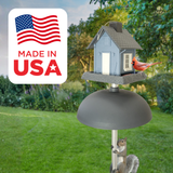 6-Foot Birdfeeder Pole: Made in USA, shown with Blue Cottage Birdfeeder and Squirrel Baffle (sold separately)