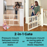 Supergate Ergo Ivory: 2-In-1 Gate - pressure-mount between rooms and bottom of stairs or hardware-mount as swing gate at top of stairs (tools required)