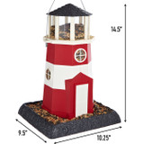 Large Red/White Lighthouse Birdfeeder Dimensions