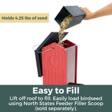 Red Shed Birdfeeder: holds 4.25 lbs. of seed, Easy to fill - lift off roof to fill. Easily load birdseed using North States Feeder Filler Scoop (sold separately)