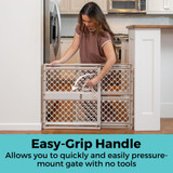 Supergate Ergo Sand: Easy-grip handle allows you to quickly and easily pressure-mount gate with no tools.