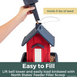 School House Birdfeeder: Holds 5 lbs. of seed. Easy to fill - lift bell tower and easily load birdseed with North States' Feeder Filler Scoop.