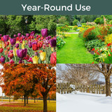 School House Birdfeeder: Year-round use (image of all 4 seasons).