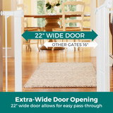 Wide Walk Thru EasyPass Pet Gate with Auto Close: Extra-Wide Door opening - 22" wide door allows easy pass-through. Other gates door opening is only 16".