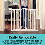 Deluxe Decor Gate Ivory: Easily removable - quick-release hinges allow the gate to be easily removed when not needed.