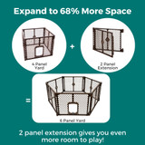 Petyard Passage/Stages Brown Two-Panel Extension: Expand to 86% off more space. 6 panel yard + 2 panel extension = 8 panel yard. 2 panel extension gives you even more room to play.