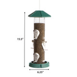 2-In-1 Hinged-Port Birdfeeder 6-Perch Green: Dimensions 15.5" tall, 6.25" wide