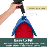 Americana Barn Birdfeeder:  Holds 5 lbs. of seed. Easy to fill - lift chimney and easily load birdseed with North States' Feeder Filler Scoop.