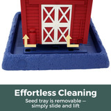 Americana Barn Birdfeeder:  Effortless cleaning - seed tray is removable - simply slide and lift.
