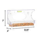 North States Nature's Yard Clear Choice Window Birdfeeder dimensions 7" tall, 12.25" wide, 4" long