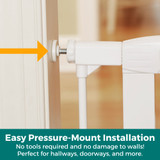 Extra Tall & Wide Walk Thru EasyPass Pet Gate: Easy Pressure-Mount Installation - No tools required and no damage to walls! Perfect for hallways, doorways, and more.