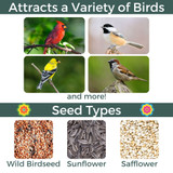 Navy Hopper Birdfeeder: Attracts a variety of birds - seed types: wild birdseed, sunflower, safflower.