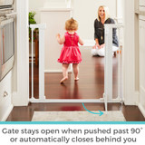Extra Wide Bright Choice Gate - gate stays open when pushed past 90 degrees or automatically closes behind you. Extra Wide Bright Choice Gate - gate stays open when pushed past 90 degrees or automatically closes behind you.