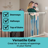 Tall Easy Swing & Lock Gate Series 2 Warm White: Versatile gate - great for a variety of openings in your home such as doorways, hallways, top of stairs.