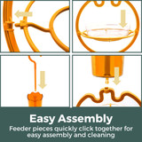 Vertical Oriole Feeding Station: Easy assembly - feeder pieces quickly click together for easy assembly and cleaning.