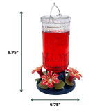 Starburst 26 oz. Hummingbird Feeder: Dimensions - 8.75" tall, 6.75" wide. 