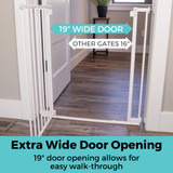 StepSafe Auto-Close Gate White - Extra Wide Door Opening: 19" wide door (other gates 16"), wide 19" door allows for easy walk-through!