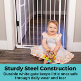 StepSafe Auto-Close Gate White - Sturdy steel construction: durable white gate keeps little ones safe through daily wear and tear.