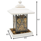 North States Nature's Yard Artisan Lantern Feeder: dimensions 12.5" tall, 8.75" deep, 8.75" wide.