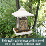 North States Nature's Yard Artisan Lantern Feeder: high-quality painted wood and hammered metal in a classic farmhouse style!