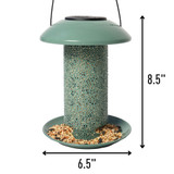 North States Nature's Yard Sage Solar Lantern BirdFeeder: Dimensions - 8.5" tall, 6.5" wide.
