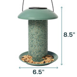 North States Nature's Yard Sage Solar Lantern Birdfeeder: Dimensions - 8.5" tall, 6.5" wide.
