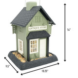 Antique Store Birdfeeder - Dimensions: 14" height, 10.25" wide, 9.5" deep