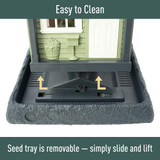 Antique Store Birdfeeder - Easy to Clean: seed tray is removable - simply slide and lift