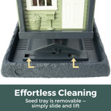 Antique Store Birdfeeder: Effortless cleaning - seed tray is removable - simply slide and lift.