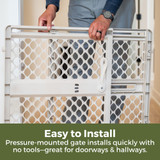 Toddleroo Renew Recycled Plastic Gate Sandstone - easy to install. Pressure-mounted gate installs quickly with no tools - great for doorways & hallways. Toddleroo Renew Recycled Plastic Gate Sandstone - easy to install. Pressure-mounted gate installs quickly with no tools - great for doorways & hallways.