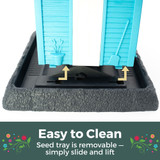 Fiesta Blue Cottage Birdfeeder is easy to clean. Seed tray is removable - simply slide and lift.