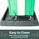 Fiesta Green Cottage Birdfeeder is easy to clean. Seed tray is removable - simply slide and lift.