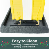 Fiesta Yellow Cottage Birdfeeder is easy to clean. Seed tray is removable - simply slide and lift.