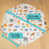 SecureMat Animal ABC Hexagon Play Mat: Dimensions - 5.5 ft. wide corner to corner, 32" wide each side.