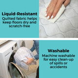 SecureMat Clouds Hexagon Play Mat: Liquid-Resistant - quilted fabric helps keep floors dry and scratch-free. Washable - machine washable for easy clean-up of spills or accidents.