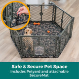 Petyard Protect with Camouflage SecureMat: Safe & Secure Pet Space - includes petyard and attachable SecureMat