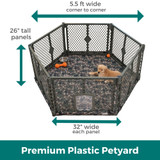 Petyard Protect with Camouflage SecureMat: Premium Plastic Petyard - 5.5 ft wide corner to corner, 26" tall panels, 32" wide each panel