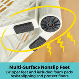 Superyard Classic Dove White: Multi-Surface Nonslip Feet - gripper feet and included foam pads resist slipping and protect floors.