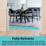 SmartFit Retractable Mesh Gate White: Fully retracts - mesh panel fully retracts when out of the way, or you can remove it when not in use.
