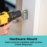 SmartFit Retractable Mesh Gate  Gray: Hardware mount - gate must be installed with screws (tools required)