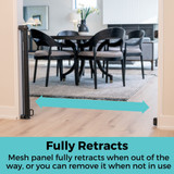 SmartFit Retractable Mesh Gate  Gray: Fully retracts - mesh panel fully retracts when out of the way, or you can remove it when not in use.