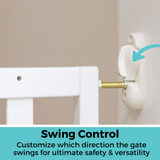 LuxeCraft Wood Gate White: Swing control - customize which direction the gate swings for ultimate safety and versatility.