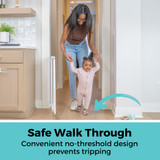 LuxeCraft Wood Gate White: Safe Walk Through - convenient no-threshold design prevents tripping.