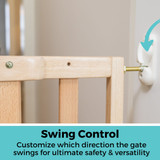 LuxeCraft Wood Gate Beechwood: Swing control - customize which direction the gate swings for ultimate safety and versatility.
