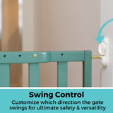 LuxeCraft Wood Gate Jack Pine Green: Swing control - customize which direction the gate swings for ultimate safety and versatility.