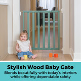 LuxeCraft Wood Gate Jack Pine Green: Stylish Wood Baby Gate - blends beautifully with today's interiors while offering dependable safety.