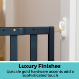 LuxeCraft Wood Gate Midnight Blue: Luxury finishes - upscale gold hardware accents adds a sophisticated touch.