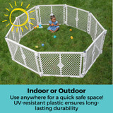 Superyard Two-Panel Extension Dove White: Indoor or Outdoor - use anywhere for a quick safe space! UV-resistant plastic ensures long-lasting durability.